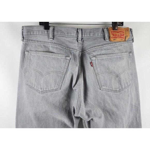 LEVIS 501 Jeans Mens 40x30 Red Tab Button Fly Gray Straight Leg - Picture 8 of 11